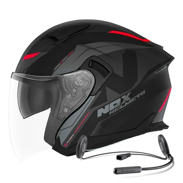 NOX N130 Klint Matt Black Red + Kit Bluetooth Lokui K10 