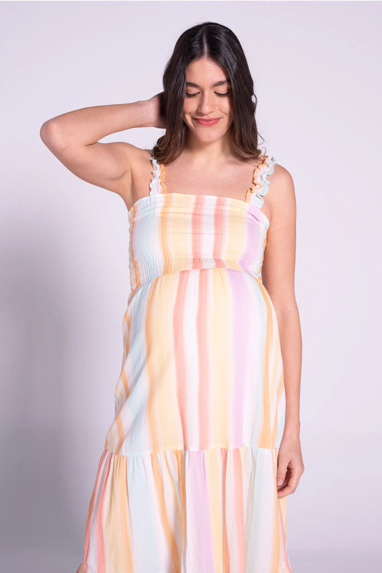 Ohma! Maxivestido de lactancia multicolor con frunces
