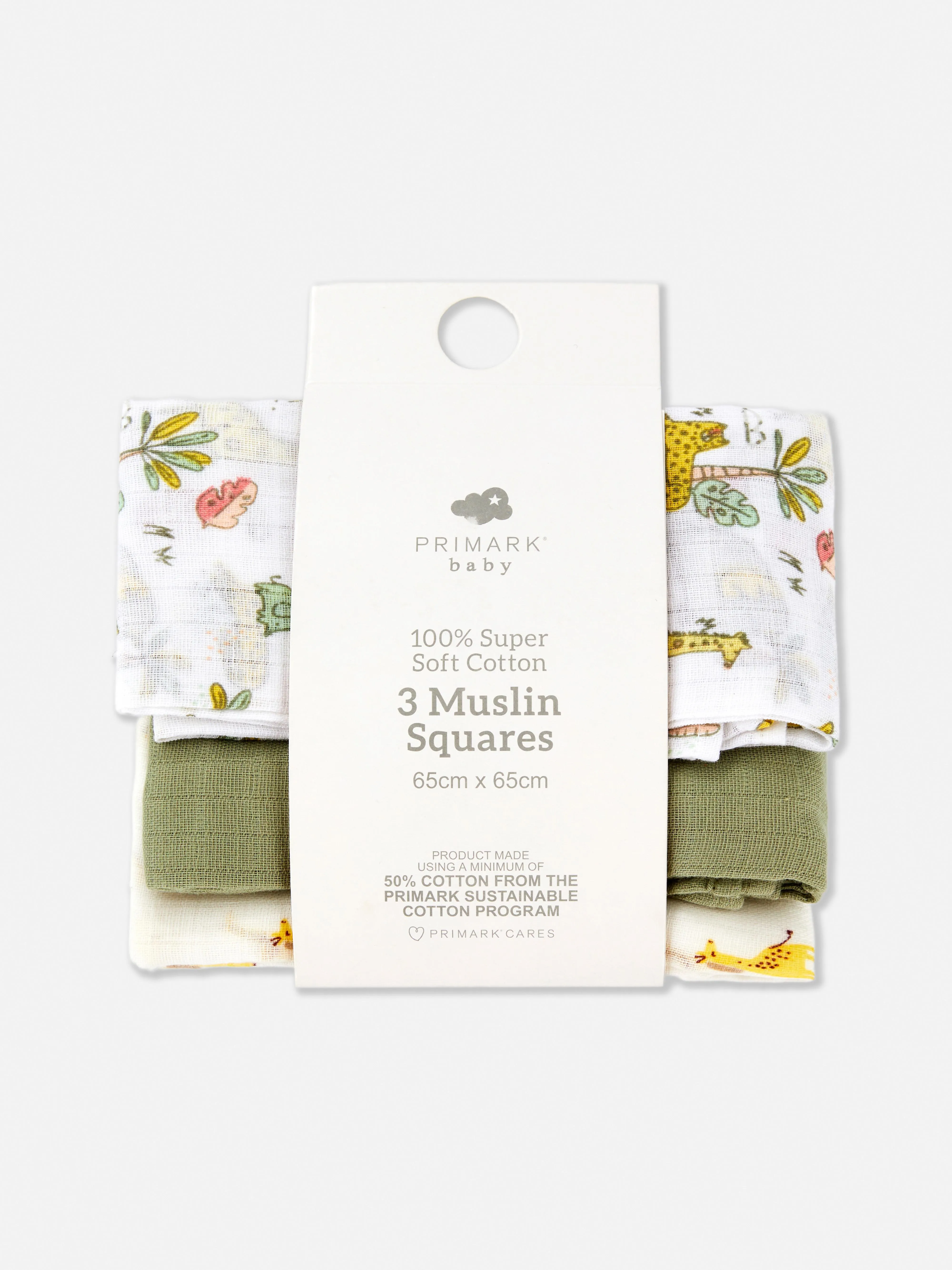 Pack de 3 muselinas cuadradas con estampado safari