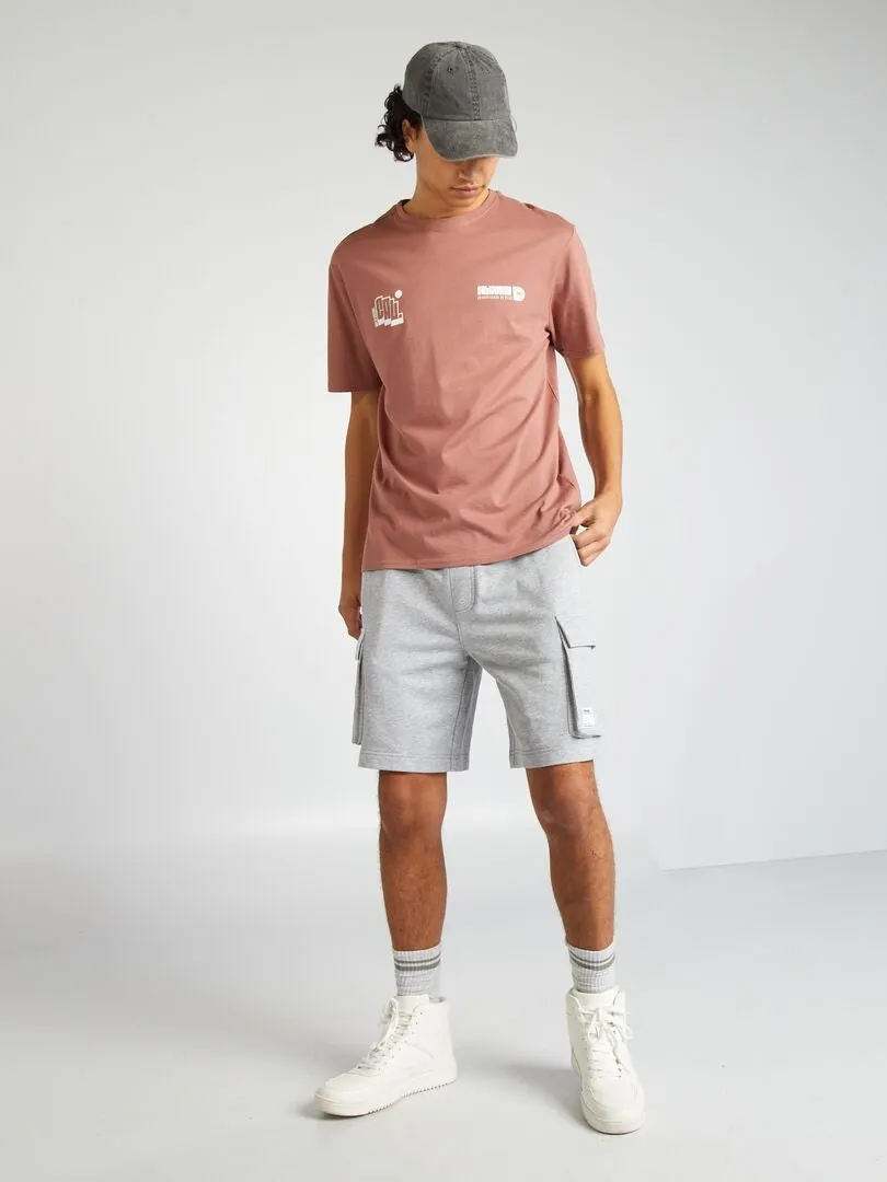PANTALóN CORTO DE ALGODóN MULTIBOLSILLOS  GRIS