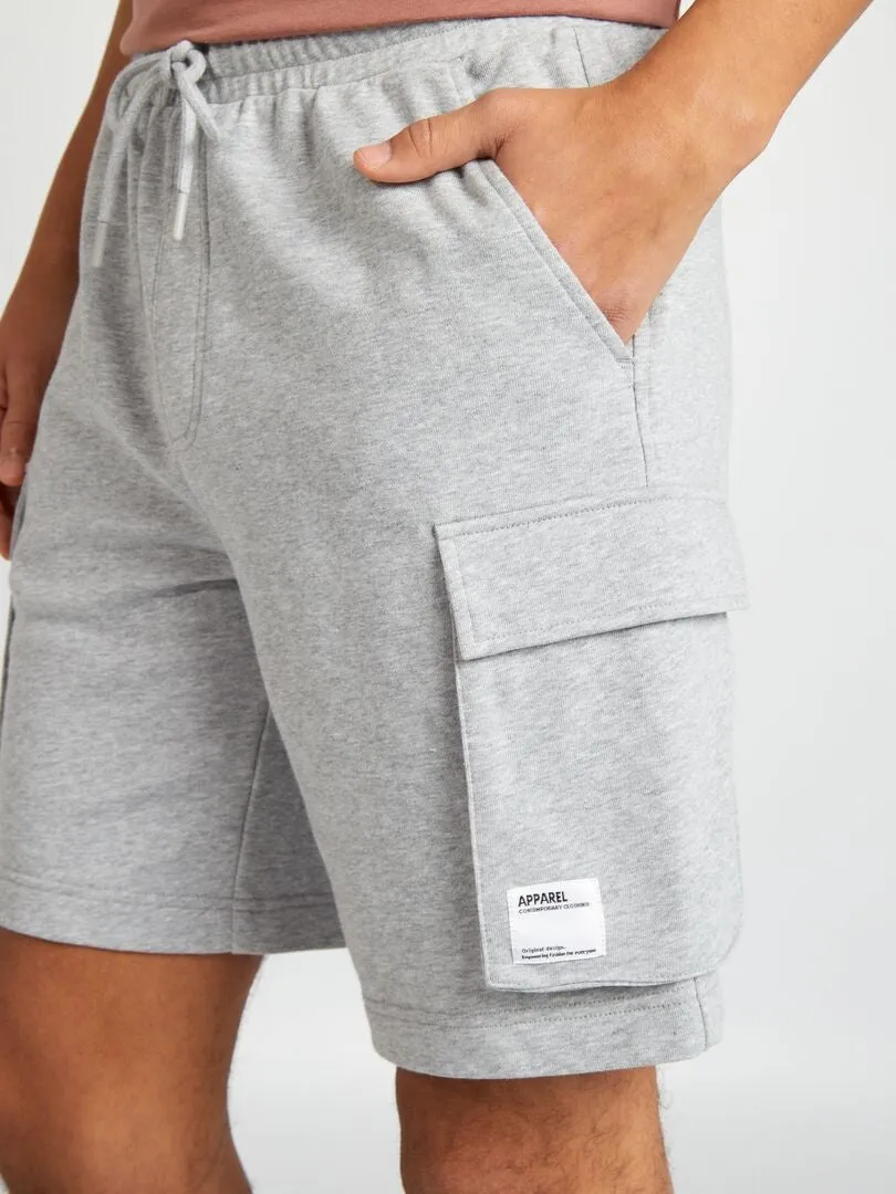 PANTALóN CORTO DE ALGODóN MULTIBOLSILLOS  GRIS