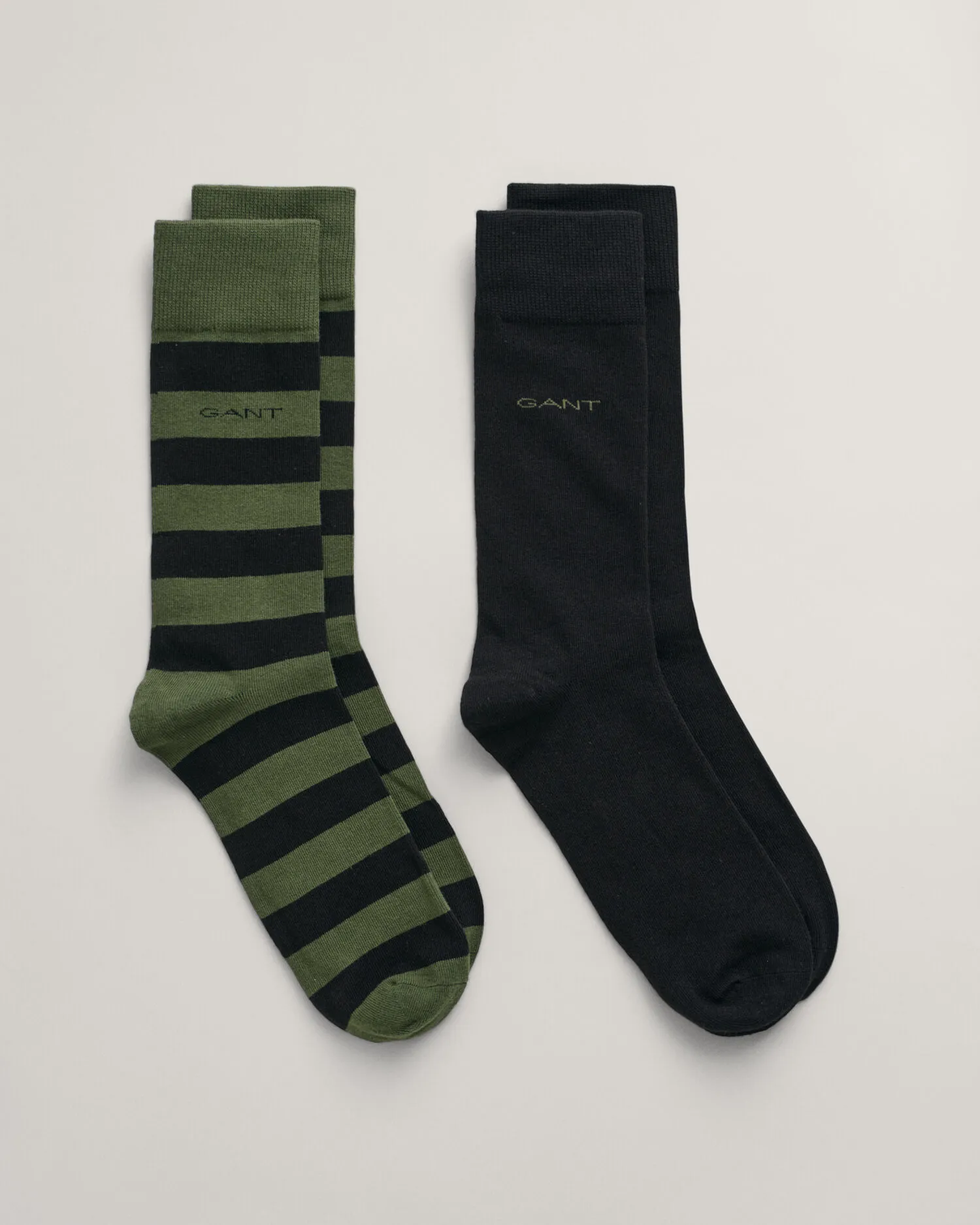 Paquete de dos pares de calcetines lisos y de rayas anchas