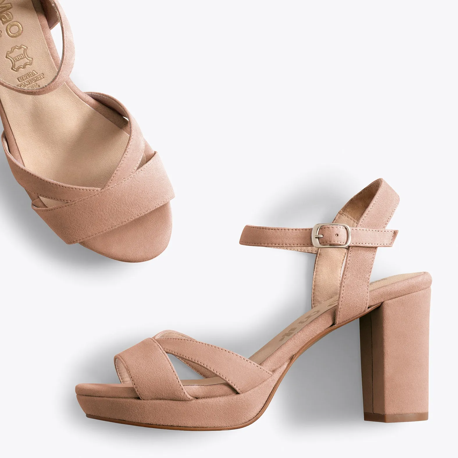PARÍS Sandalias con tacón ancho y plataforma MAQUILLAJE
