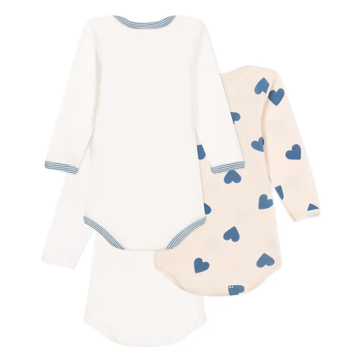 Petit Bateau Lote de 3 Bodies Corazones | Blanco