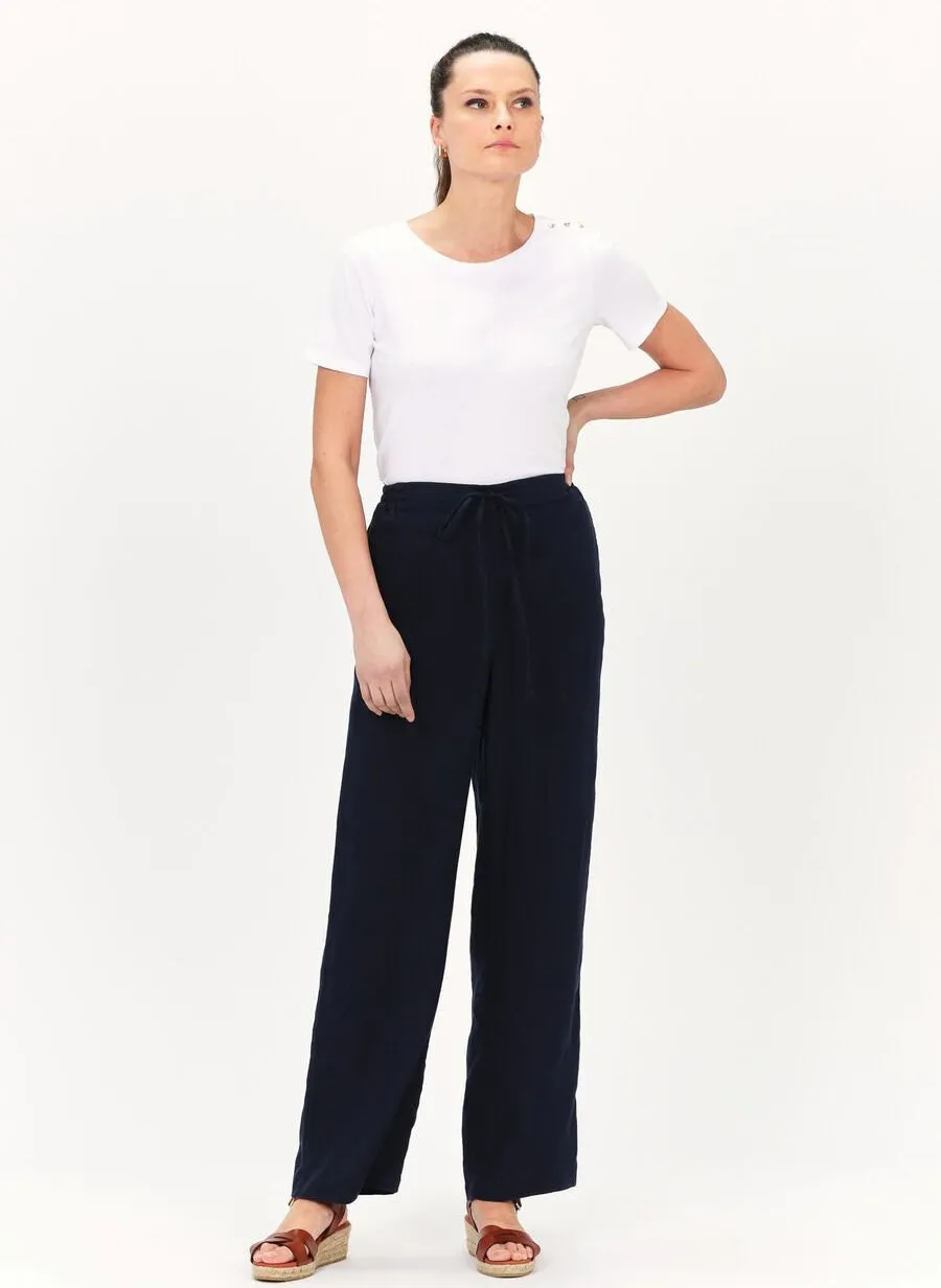 PIGMENT  PANTALóN ANCHO CON LAZOS DE LINO EN AZUL