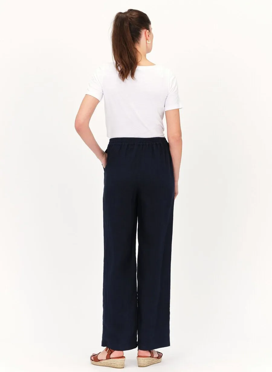 PIGMENT  PANTALóN ANCHO CON LAZOS DE LINO EN AZUL