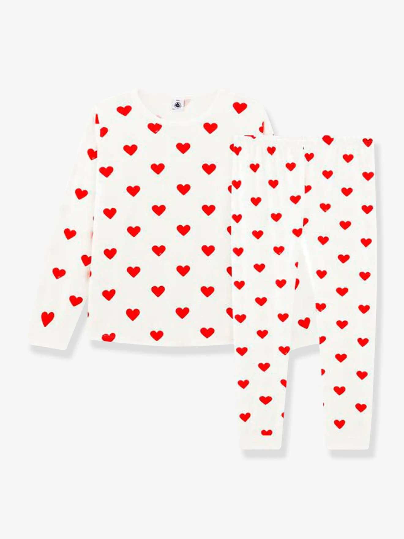 Pijama de manga larga Corazón para niña PETIT BATEAU de algodón orgánico