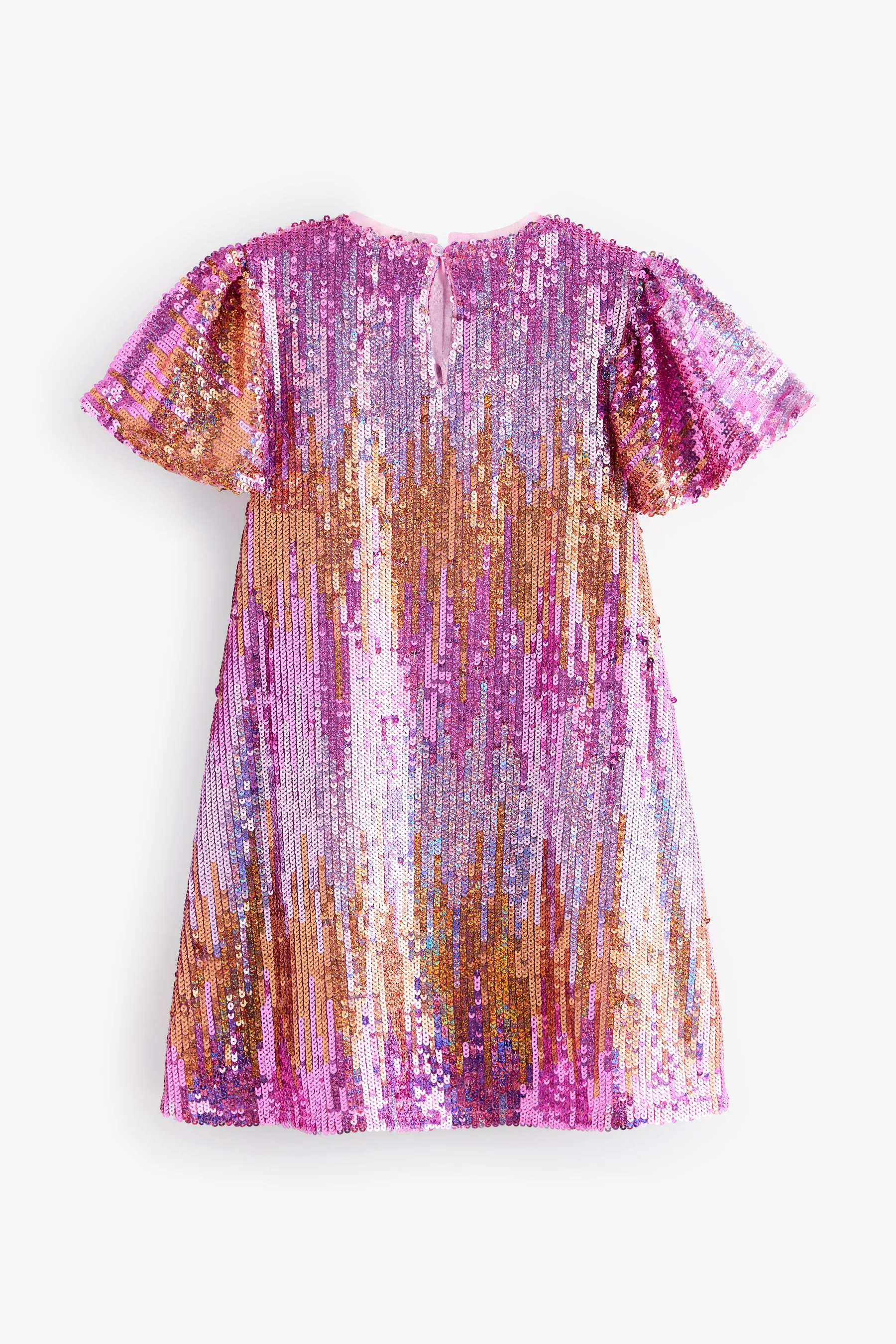 ROSA/DORADO  VESTIDO DE FIESTA BRILLANTE CON LENTEJUELAS (3 A 16 AñOS)