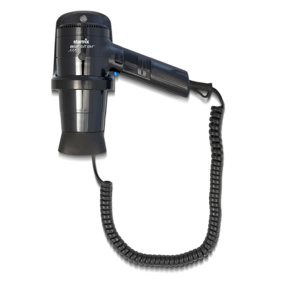 Secador de pelo de mano starmix HFTW 16, 1.600 W, soporte de pared inclusivo, negro