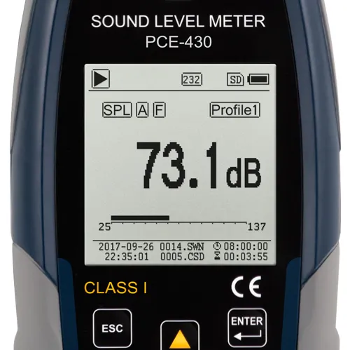 SONóMETRO PCE430, CLASE 1 (HASTA 136 DB), CON CALIBRADOR + CERTIFICADO ISO