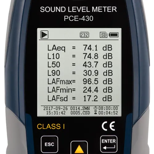 SONóMETRO PCE430, CLASE 1 (HASTA 136 DB), CON CALIBRADOR + CERTIFICADO ISO