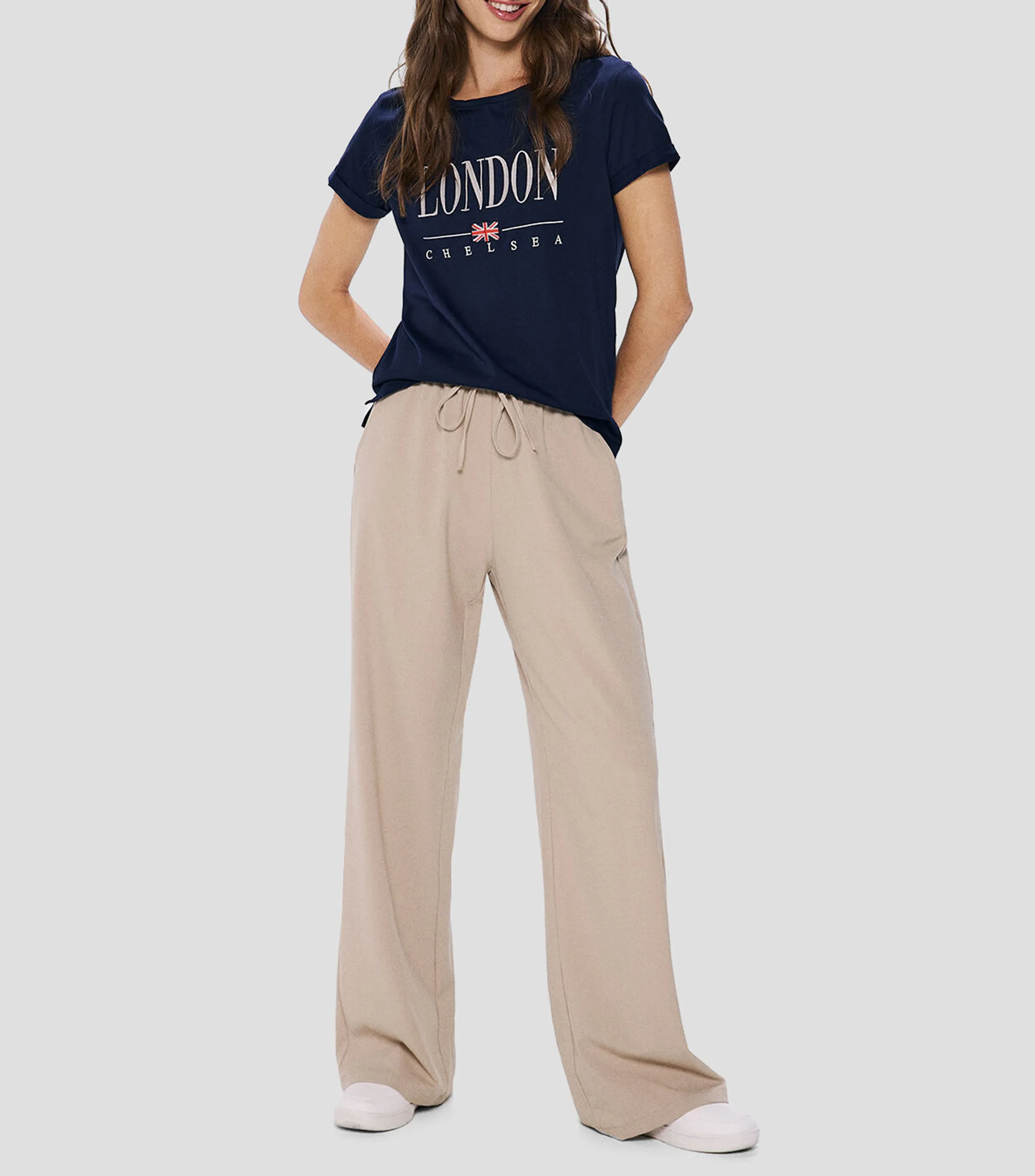 Springfield Playera cuello redondo manga corta con estampado Mujer