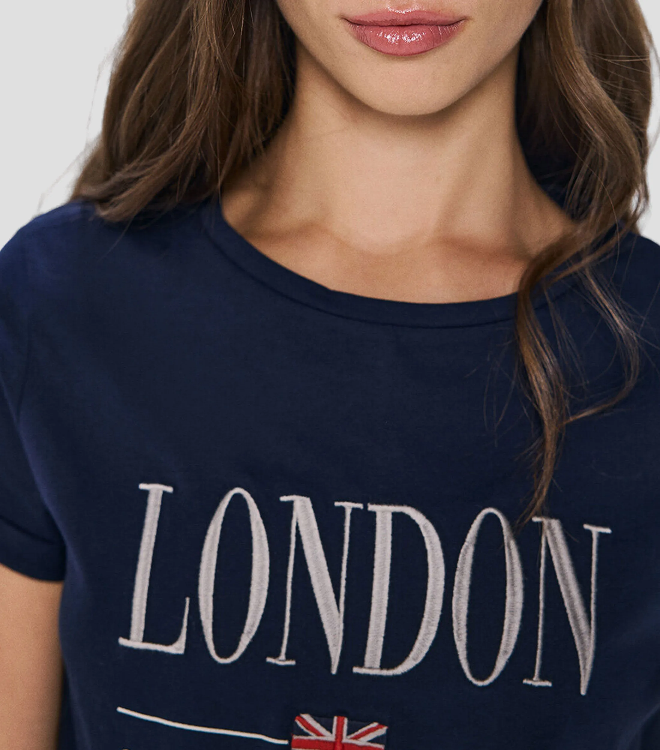 Springfield Playera cuello redondo manga corta con estampado Mujer