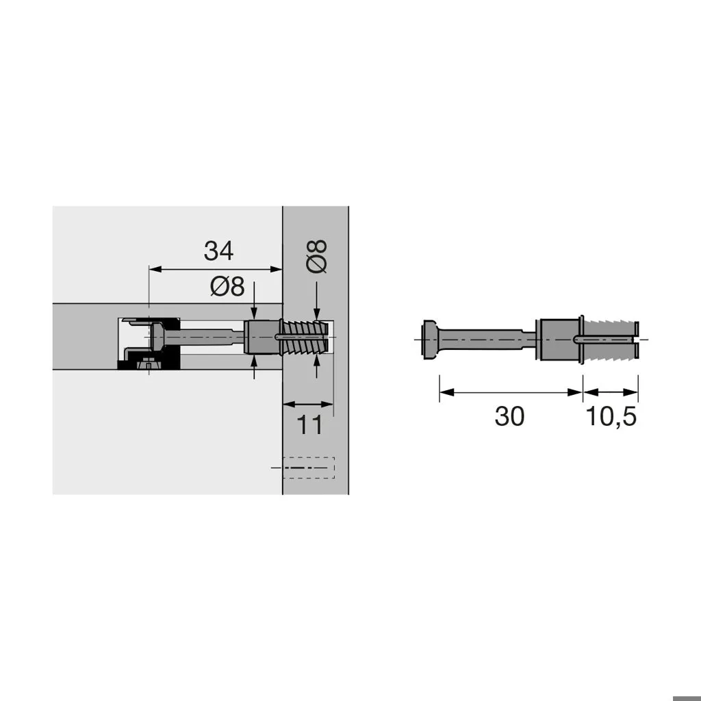 Tirante directo a madera para excéntrica RAXTEX