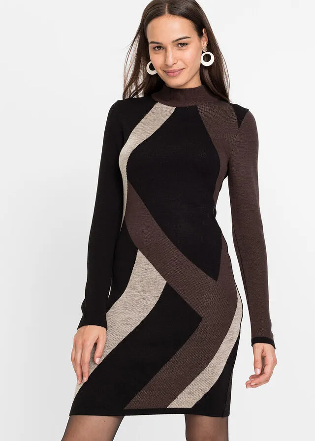 VESTIDO DE PUNTO NEGROMARRóN