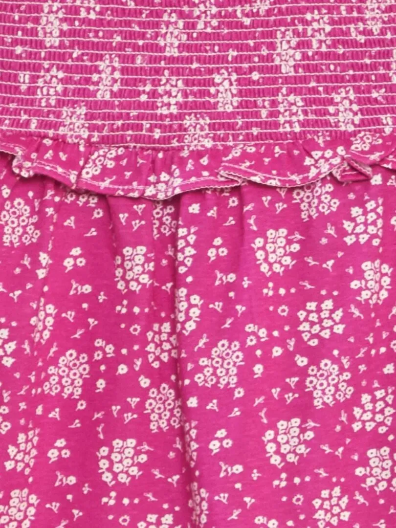 VESTIDO DE TIRANTES CON VOLANTES EN EL BAJO  ROSA