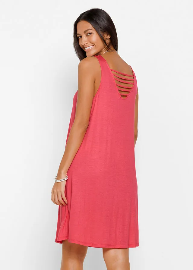 VESTIDO DE VERANO ROSA HIBISCOBLANCO ESTAMPADO