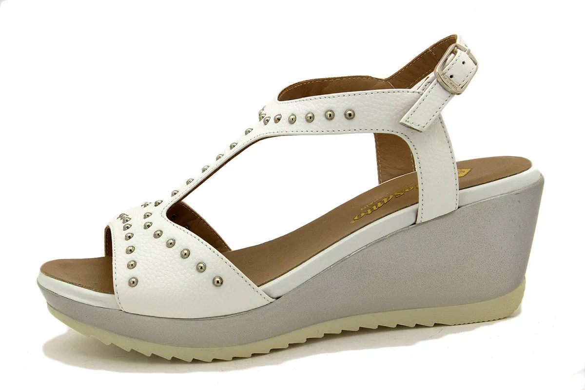 Wegde Sandal White Leather