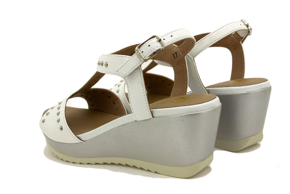 Wegde Sandal White Leather