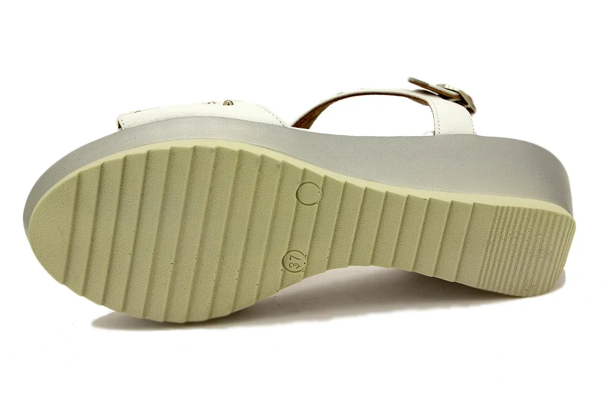 Wegde Sandal White Leather