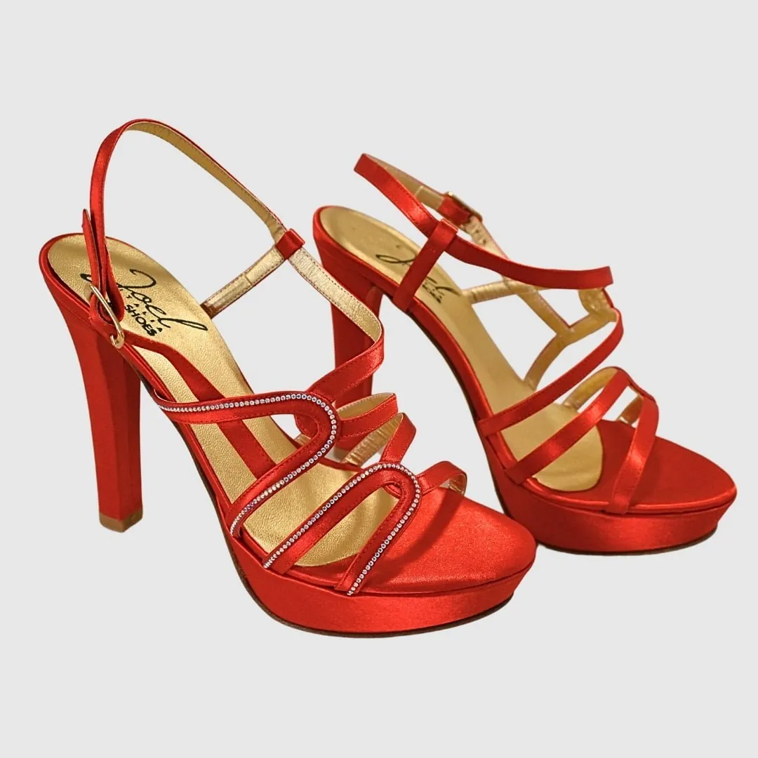 Zapato de Tacón alto color rojo con pedrería | Joel A5064