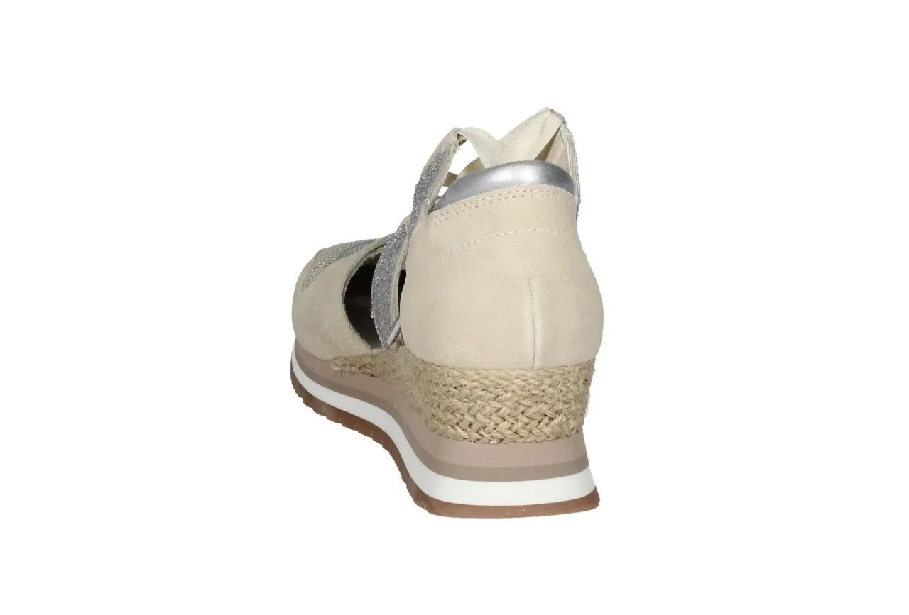 Zapato Serraje/rejilla Taupe Tiras Laterales Pedreria