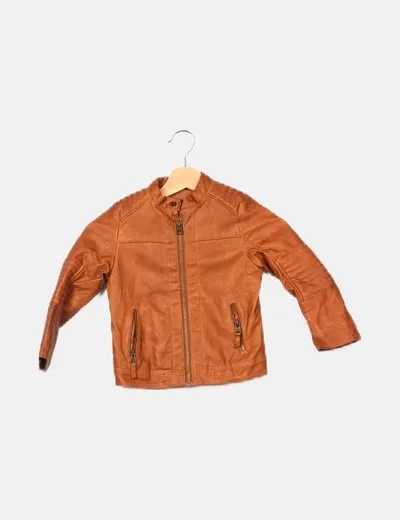 Zara Chaqueta biker marrón básica