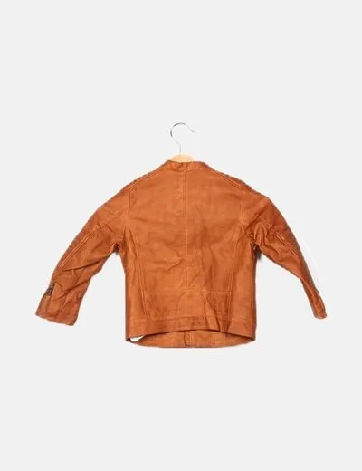Zara Chaqueta biker marrón básica