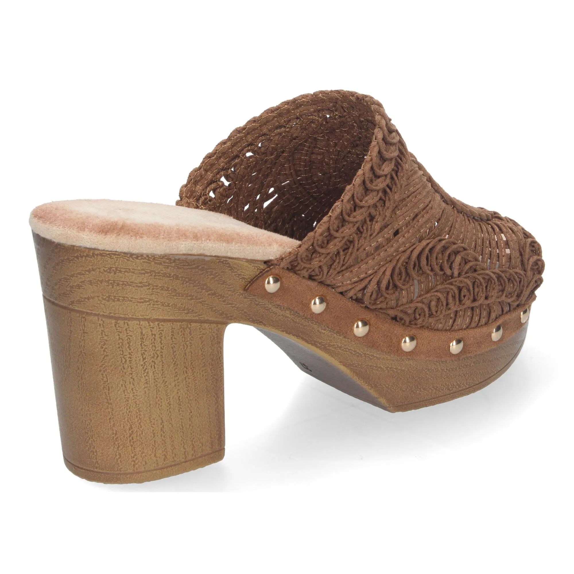 ZUECOS DE TACóN CóMODO PARA MUJER COLOR CAMEL DB3178